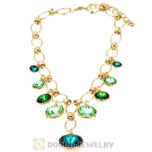 Fashion Ladies Gold Chain Rhinestone Crystal Bib Necklace