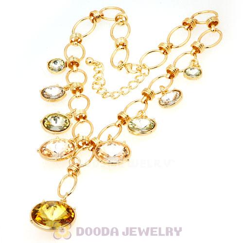 Fashion Ladies Gold Chain Rhinestone Crystal Bib Necklace