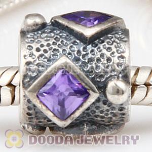 Solid Sterling Silver European Style Beads with Stone