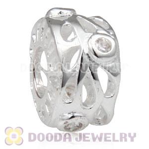 Solid Sterling Silver European Style Beads with Stone