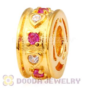 Gold Plated European Style Silver Beads with Stone