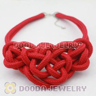 Handmade Weave Fluorescence Red Cotton Rope Bib Necklaces