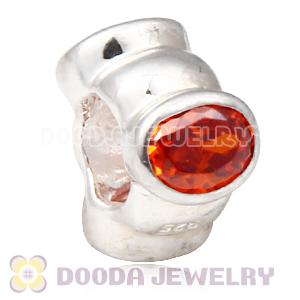 S925 Sterling Silver European Style Beads with Orange Stone