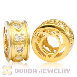 Gold Plated European Style Silver Beads with Stone
