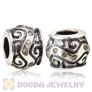 European Style Silver Beads with Yellow Stone