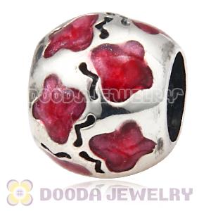 925 Sterling Silver European Butterfly Bead with Red Enamel 