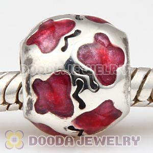 925 Sterling Silver European Butterfly Bead with Red Enamel 