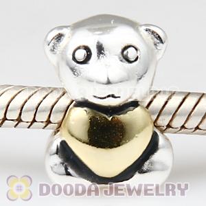 Gold Plated 925 Sterling Silver Bear My Heart Charm Beads Wholesale