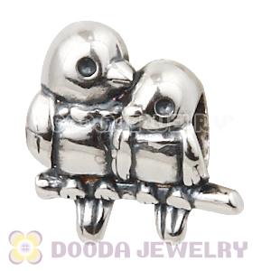 European 925 Sterling Silver Love Birds Twotone Charm Beads Wholesale