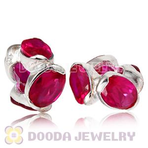 925 Sterling Silver European Style Charm Beads with Red Stone