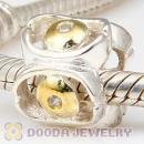 European Style Silver Beads Gold Plated annulus with Stone
