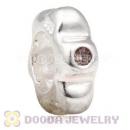 Sterling Silver Spacer Beads with Coffee CZ Stone fit European Largehole Jewelry Bracelet