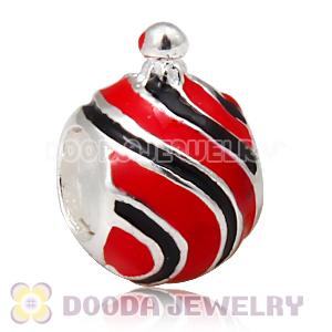 925 Sterling Silver European Style Christmas Ball Beads Enamel Red Charms