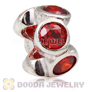 European Style Silver Beads with 6 Red Stone