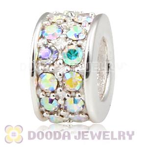 Sterling Silver European Spacer Beads with 2 Row Crystal AB Austrian Crystal