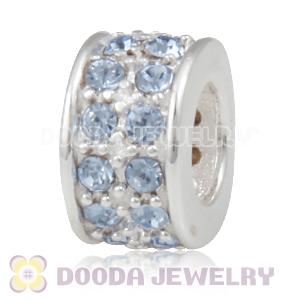 Sterling Silver European Spacer Beads with 2 Row Light Sapphire Austrian Crystal