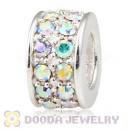 Sterling Silver European Spacer Beads with 2 Row Crystal AB Austrian Crystal