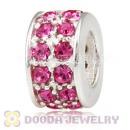 Sterling Silver European Spacer Beads with 2 Row Rose Austrian Crystal