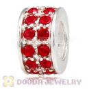 Sterling Silver European Spacer Beads with 2 Row Light Siam Austrian Crystal