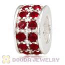 Sterling Silver European Spacer Beads with 2 Row Siam Austrian Crystal