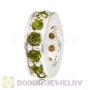 Sterling Silver European Spacer Beads with Olivine Austrian Crystal