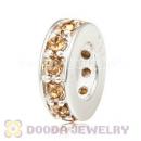 Sterling Silver European Spacer Beads with Light Colorado Topaz Austrian Crystal