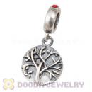 Sterling Silver Tree of Life Dangle Beads with Light Siam Austrian Crystal