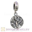 Sterling Silver Tree of Life Dangle Beads with Violet Austrian Crystal