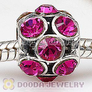 European Sterling Silver Whimsical Lights with Fuchsia Austrian Crystal Charm