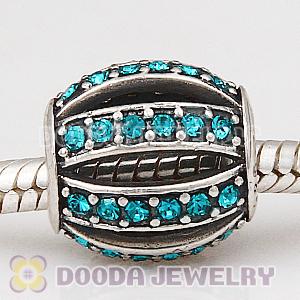 European Sterling Silver Leading Lady with Blue Zircon Austrian Crystal Charm