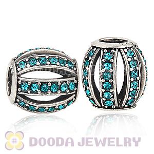 European Sterling Silver Leading Lady with Blue Zircon Austrian Crystal Charm