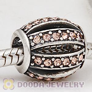 European Sterling Silver Leading Lady with Light Peach Austrian Crystal Charm