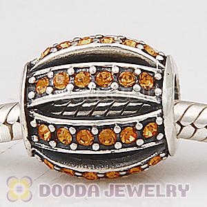 European Sterling Silver Leading Lady with Topaz Austrian Crystal Charm