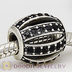 European Sterling Silver Leading Lady with Jet Austrian Crystal Charm