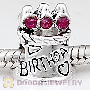 Silver Plated Birthday Cake Charm Beads with Stone Wholesale 