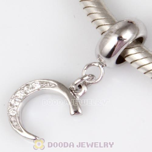 925 Sterling Silver Dangle Letter C Beads with CZ Stone