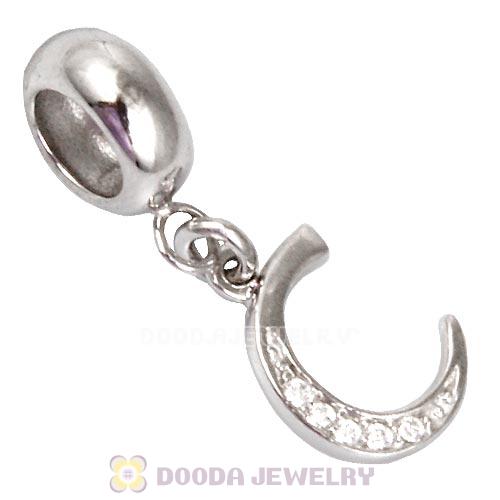 925 Sterling Silver Dangle Letter C Beads with CZ Stone
