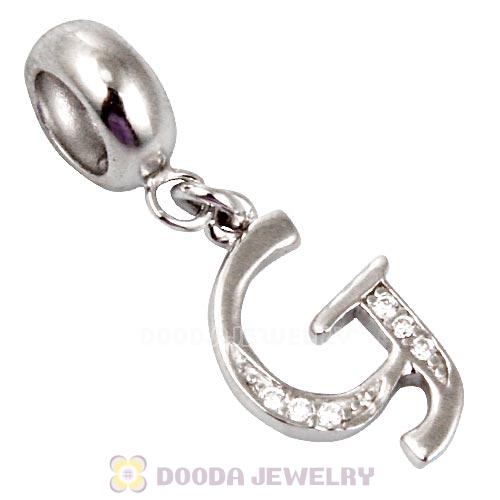 925 Sterling Silver Dangle Letter G Beads with CZ Stone