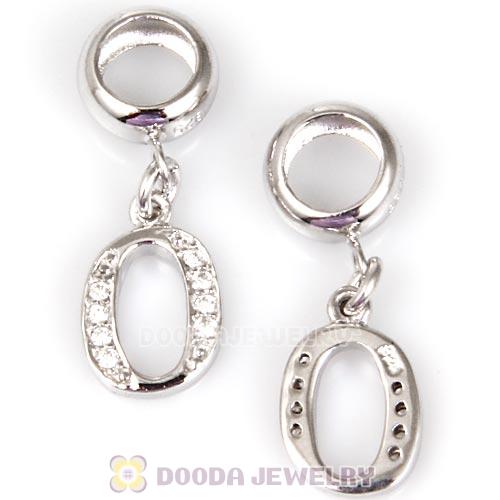 925 Sterling Silver Dangle Letter O Beads with CZ Stone