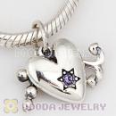Sterling Silver Dangle Faith Love and Charity with Tanzanite Austrian Crystal Charm