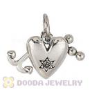 Sterling Silver Dangle Faith Love and Charity with Black Diamond Austrian Crystal Charm