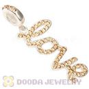 European Sterling Silver Love Letters Dangle Beads with Light Colorado Topaz Austrian Crystal