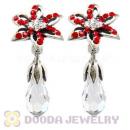 Sterling Silver Lily Briolette Dangle Beads with Light Siam and Crystal Austrian Crystal