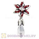 Sterling Silver Lily Briolette Dangle Beads with Siam and Crystal Austrian Crystal