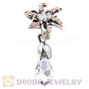 Sterling Silver Lily Briolette Dangle Beads with Light Peach and Crystal Austrian Crystal