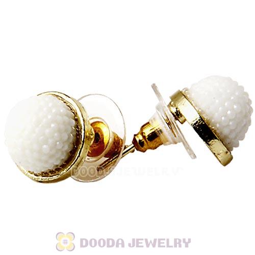 Fashion Gold Plated White Bubble Strawberry Stud Earring Wholesale