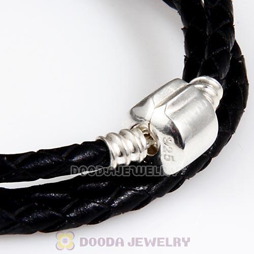 61.5cm European Black Triple Braided Leather Strength Bracelet