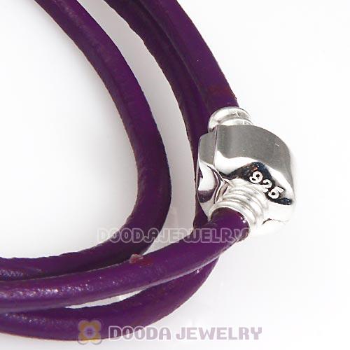 61.5cm European Purple Triple Slippy Leather Intuition Bracelet