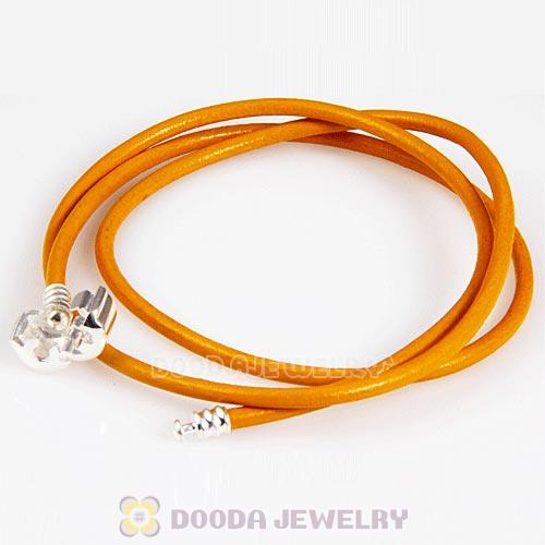 52.5cm European Yellow Triple Slippy Leather Sunny Bracelet