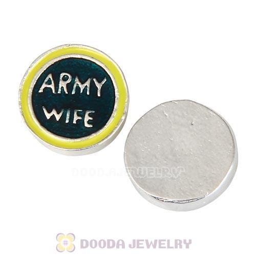 Alloy ARMY WIFE Enamel Floating Locket Charms Wholesale